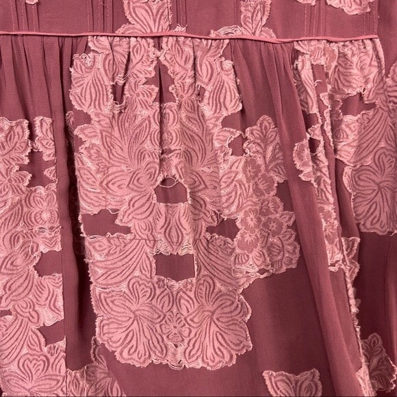 ARITZIA Wilfred Lourdes Mauve Pink Boho Victorian Floral Appliqué Swing Blouse - Picture 10 of 16